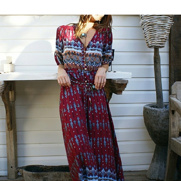 ♥︎HP♥︎  BRITANICA Long Cotton Festival Maxi Dress - Picture 3 of 7